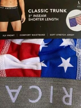 American Eagle AE Mens Trunk 3" American Flag Red White Blue Stars Stripes
